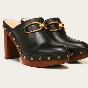 Veronica Beard GILES 4” CLOG Slides in Black block heel with studded trim. NWT